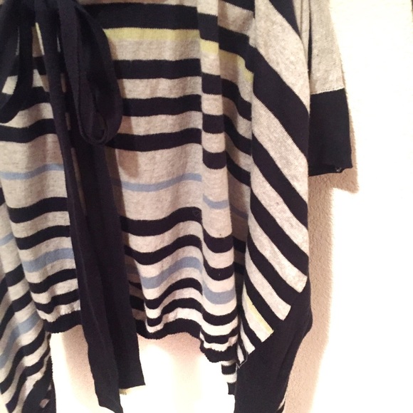 Anthropologie Moth Striped Open Front Cardigan with Tie Cotton M - Picture 7 of 13